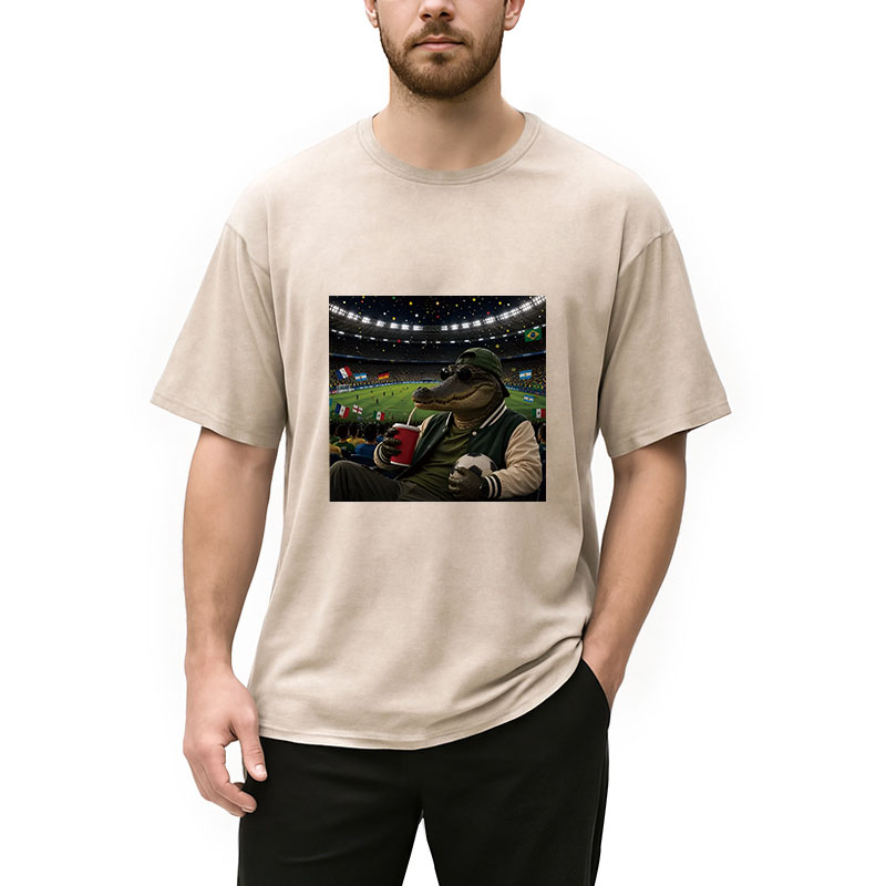 Modecanvas Funny Alligator Soccer Fan 2026 DTG Printing Washed T-Shirt