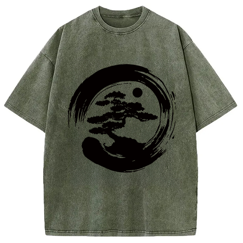 Modecanvas Zen Bonsai DTG Printing Washed T-Shirt