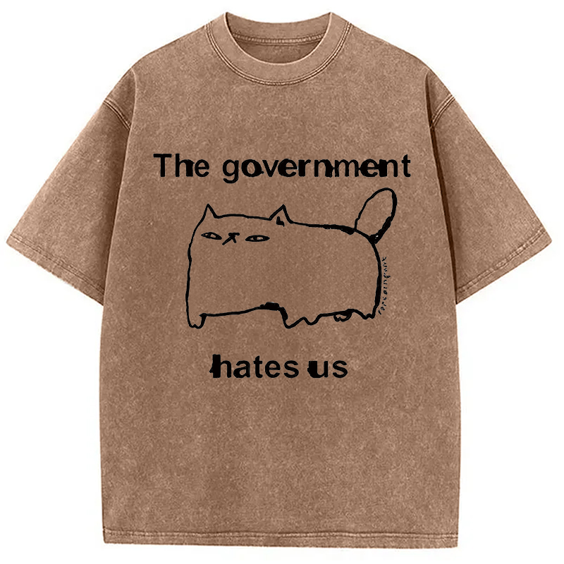Modecanvas The Government Hates Us DTG Printing Washed T-Shirt