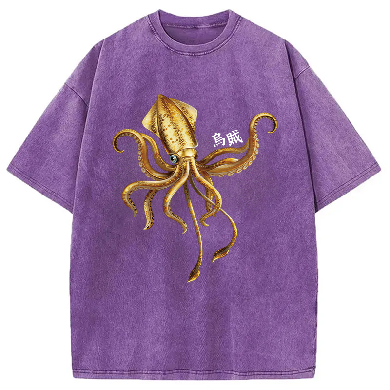 Modecanvas Squid Ink Painting DTG Printing Washed T-Shirt
