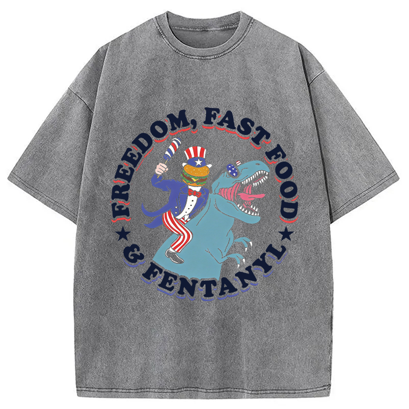 Modecanvas Freedom Fast Food DTG Printing Washed T-Shirt