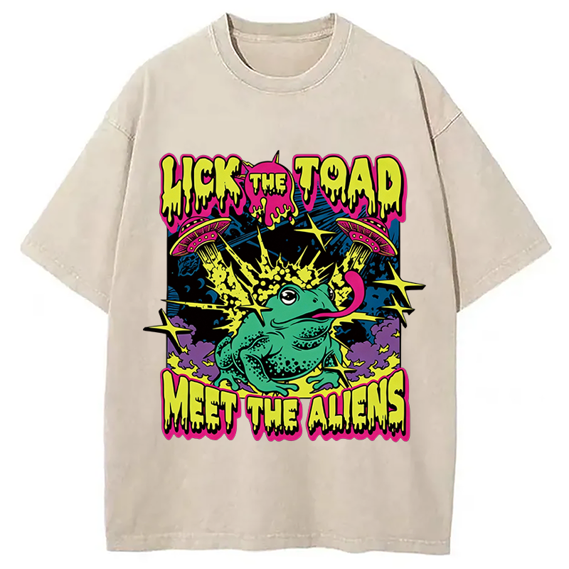 Modecanvas Psychedelic Frog DTG Printing Washed T-Shirt
