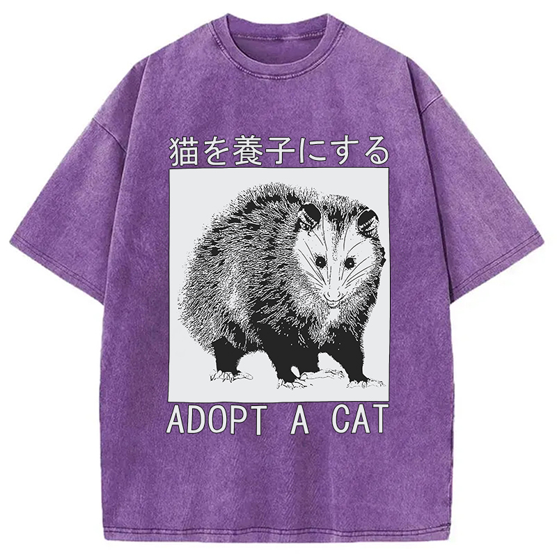 Modecanvas Adopt a Cat Japanese Washed T-Shirt