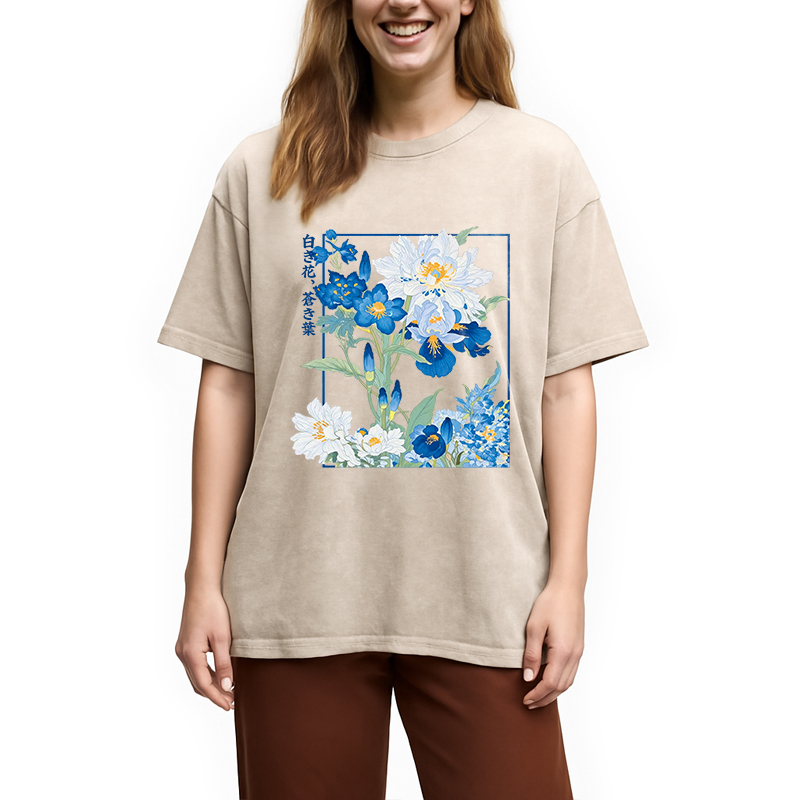 Modecanvas Blossoms Of The Firmament DTG Printing Washed T-Shirt