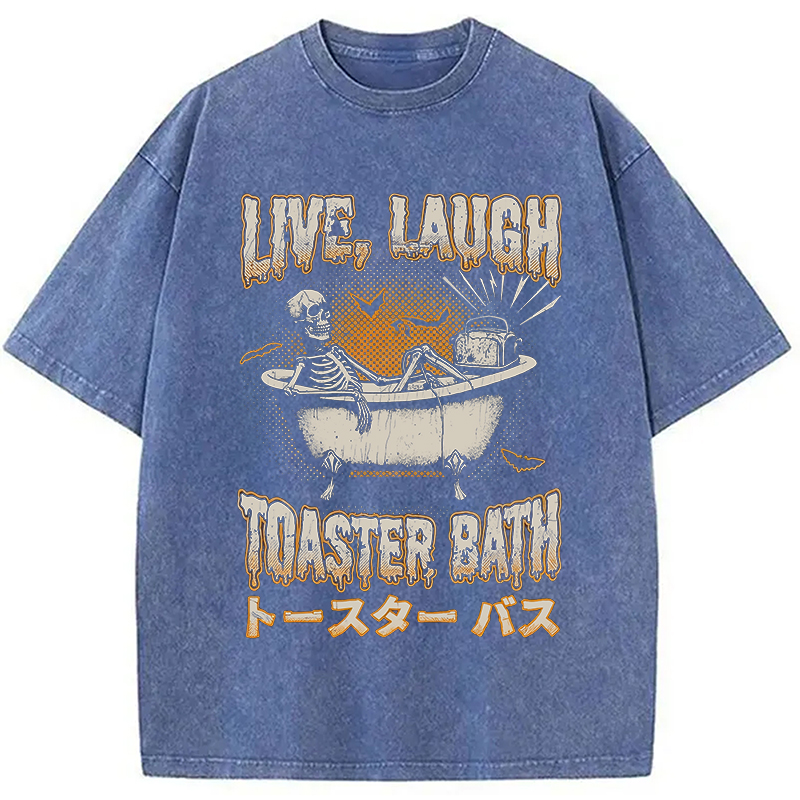Modecanvas Skeleton Taking A Bath Washed T-Shirt