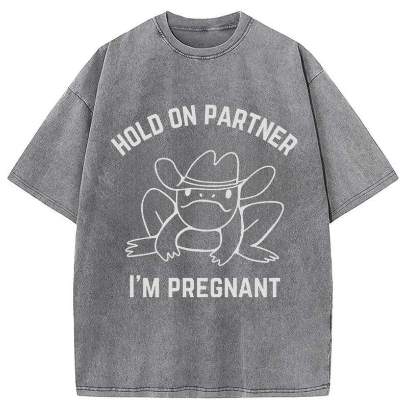 Modecanvas Funny Pregnancy Announcement DTG Printing Washed T-Shirt
