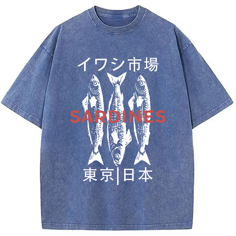 Modecanvas Japan Sardines Market Washed T-Shirt