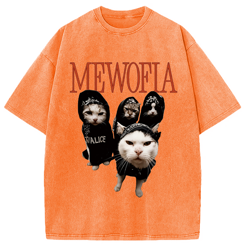 Modecanvas Mewofia Cat meme DTG Printing Washed T-Shirt