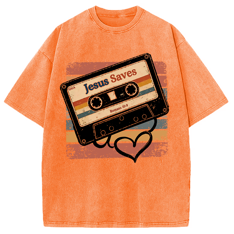 Modecanvas Jesus Saves DTG Printing Washed T-Shirt