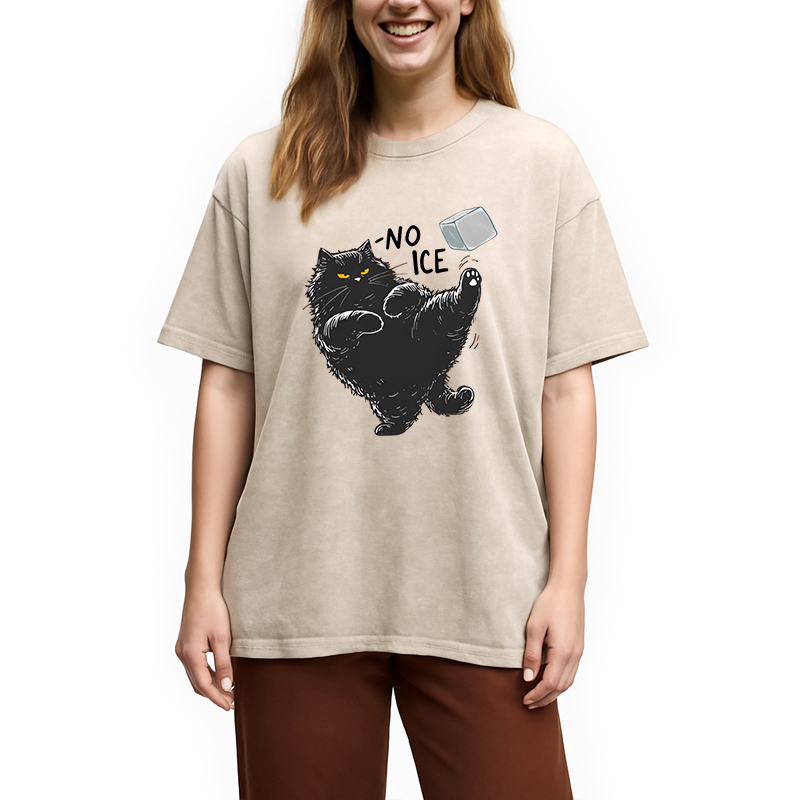 Modecanvas No Ice Cat DTG Printing Washed T-Shirt