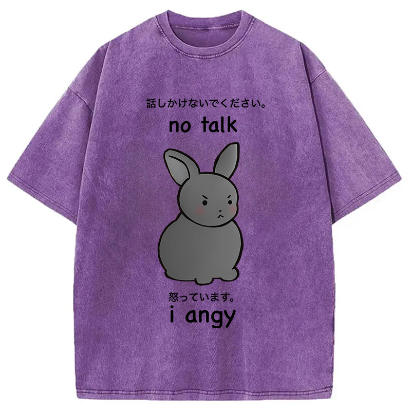 Modecanvas No Talk I Angy Washed T-Shirt-modecanvas