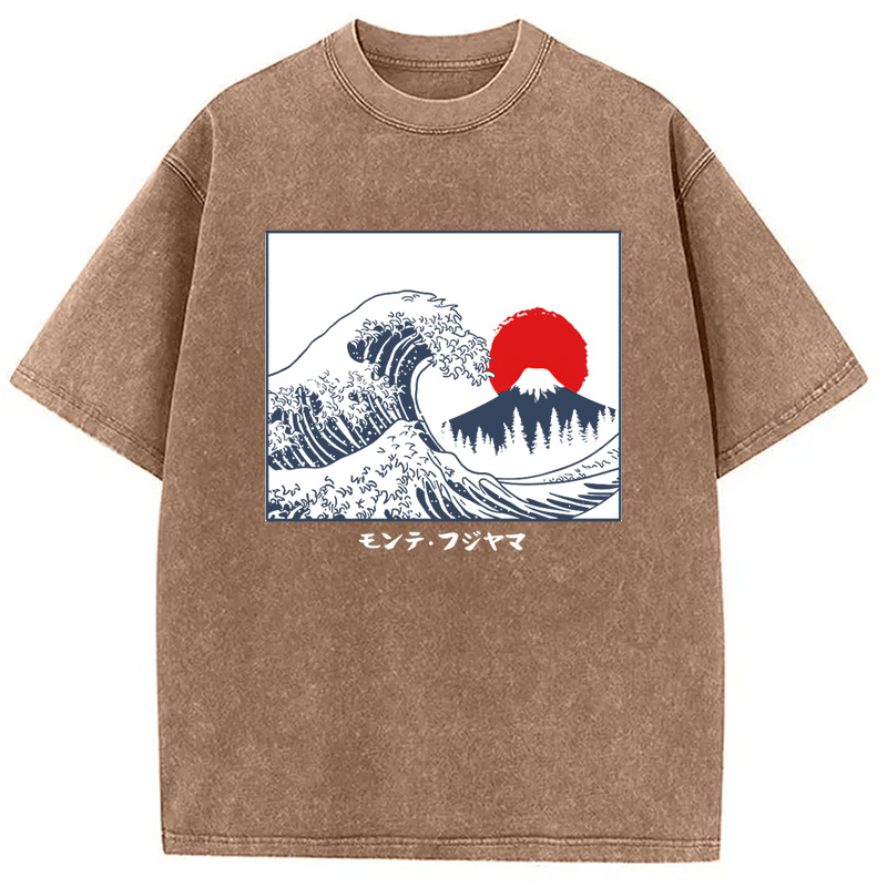 Modecanvas Great Fuji Wave Washed T-Shirt