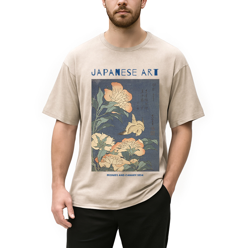 Modecanvas Peonies and Cherry Washed T-Shirt