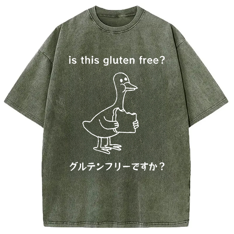 Modecanvas Avoid Gluten Product Washed T-Shirt-modecanvas
