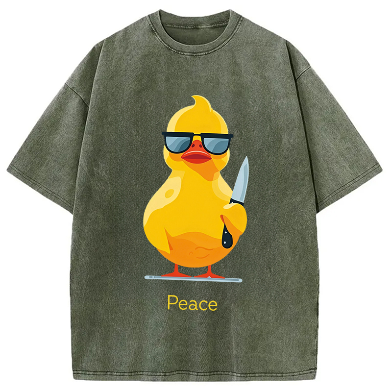 Modecanvas Peace Duck DTG Printing Washed T-Shirt