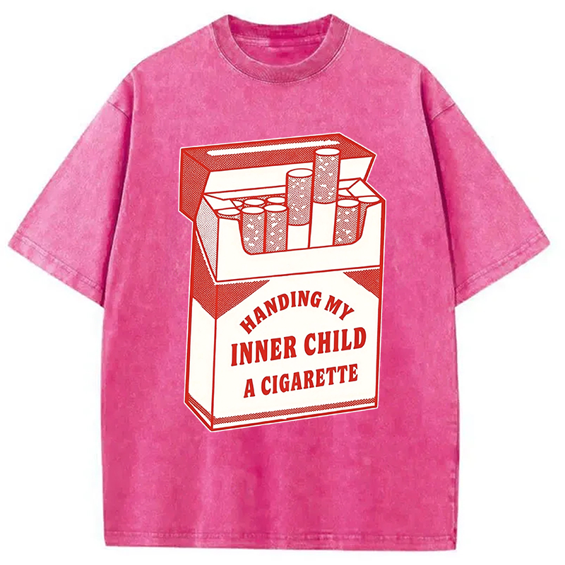Modecanvas Inner Child Cigarette DTG Printing Washed T-Shirt