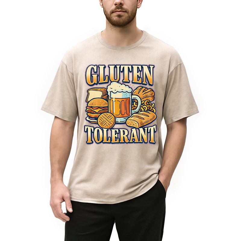 Modecanvas Gluten Tolerant Funny Food Humor DTG Printing Washed T-Shirt