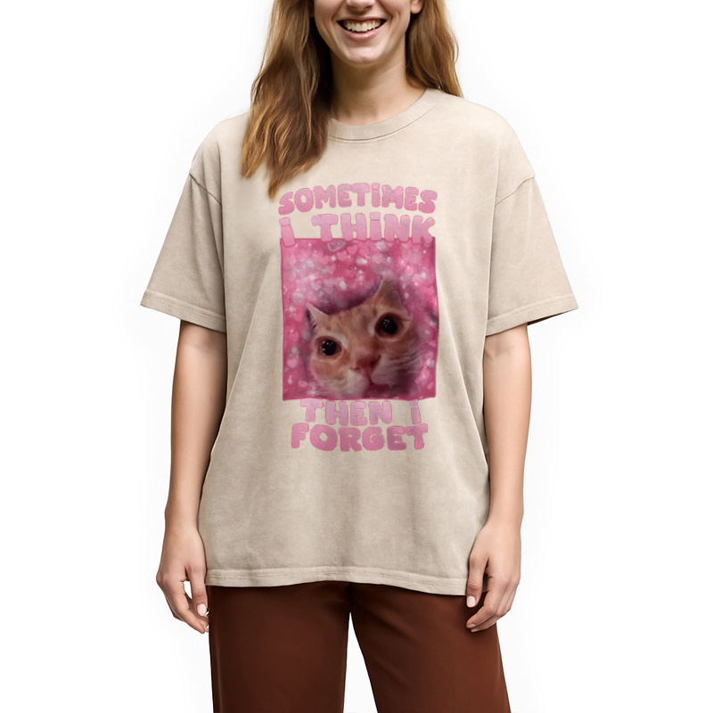 Modecanvas Sometimes I Think Then I Forget Washed T-Shirt