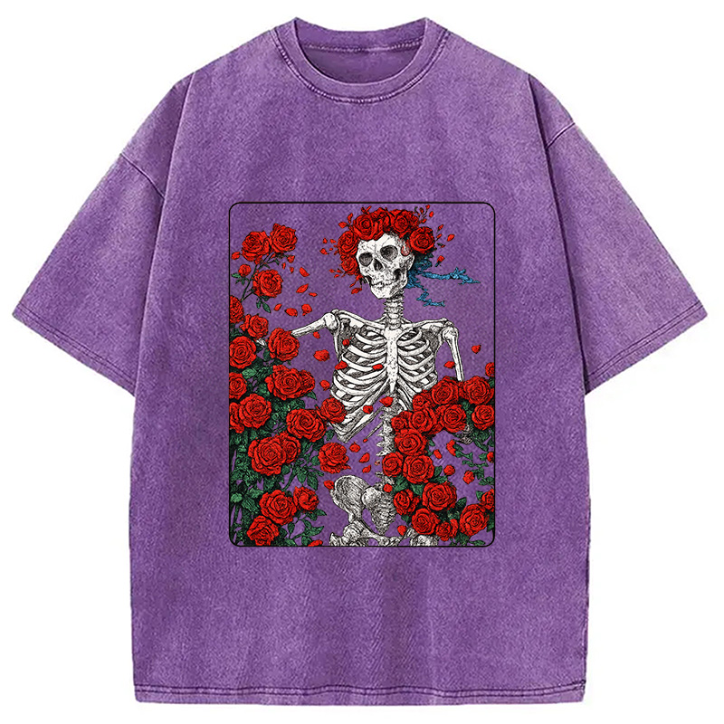 Modecanvas Woodcut Wheel & Roses Washed T-Shirt