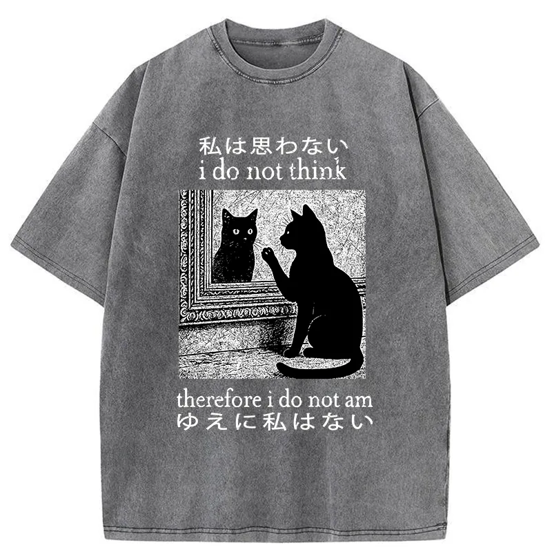 Modecanvas Cat Looking In The Mirror Washed T-Shirt