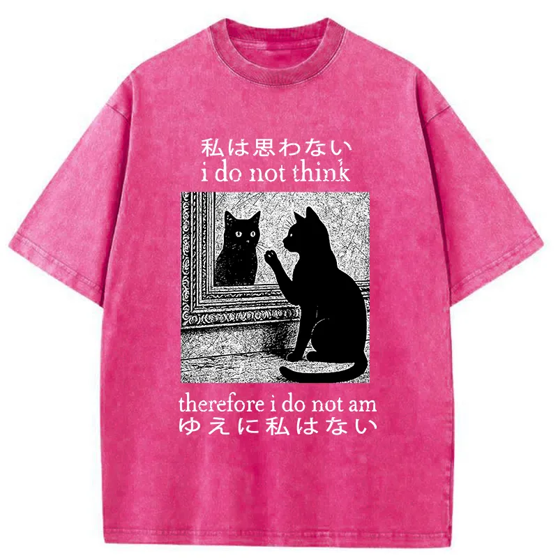 Modecanvas Cat Looking In The Mirror Washed T-Shirt