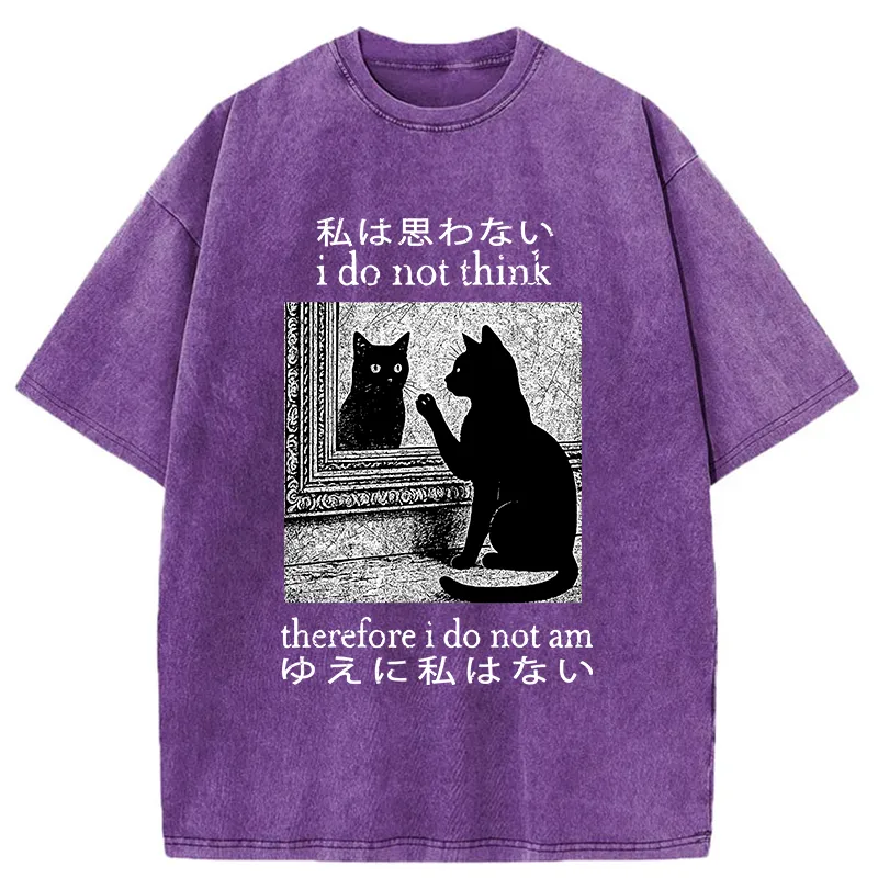 Modecanvas Cat Looking In The Mirror Washed T-Shirt