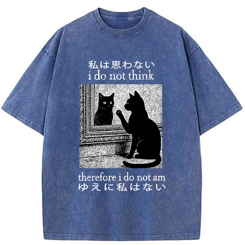 Modecanvas Cat Looking In The Mirror Washed T-Shirt