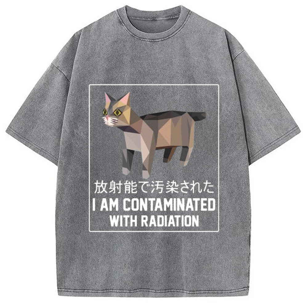 Modecanvas I Am Contaminated with Radiation Meme Washed T-Shirt-modecanvas
