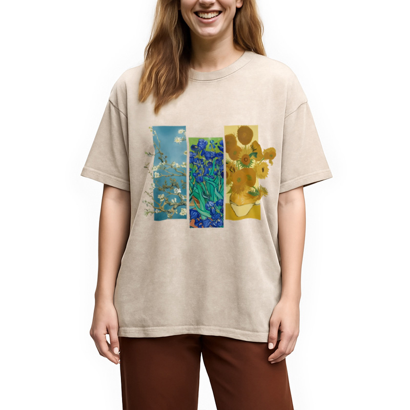 Modecanvas Van Gogh Flowers Washed T-Shirt