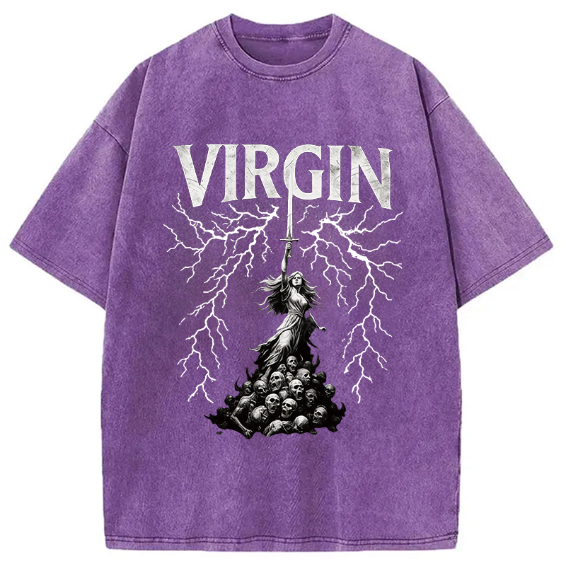 Modecanvas Virgin Maiden Gothic DTG Printing Washed T-Shirt
