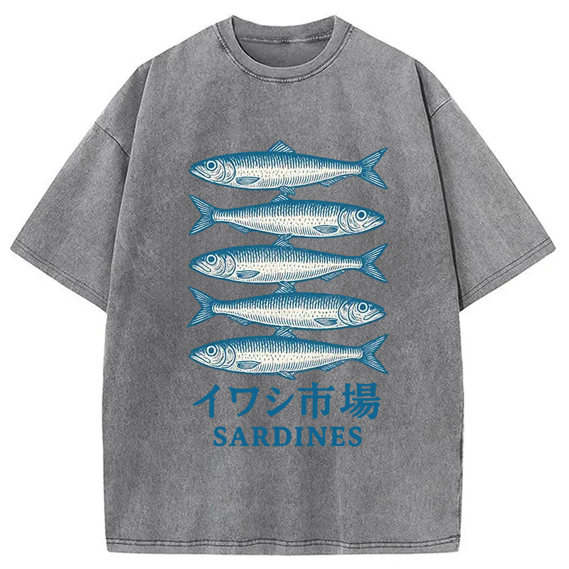 Modecanvas Japanese Sardines Market Washed T-Shirt