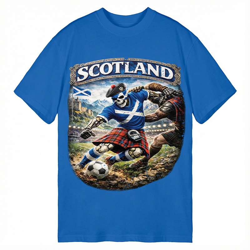 Modecanvas Scotland Soccer Skull DTG Printing Classic T-Shirt-modecanvas