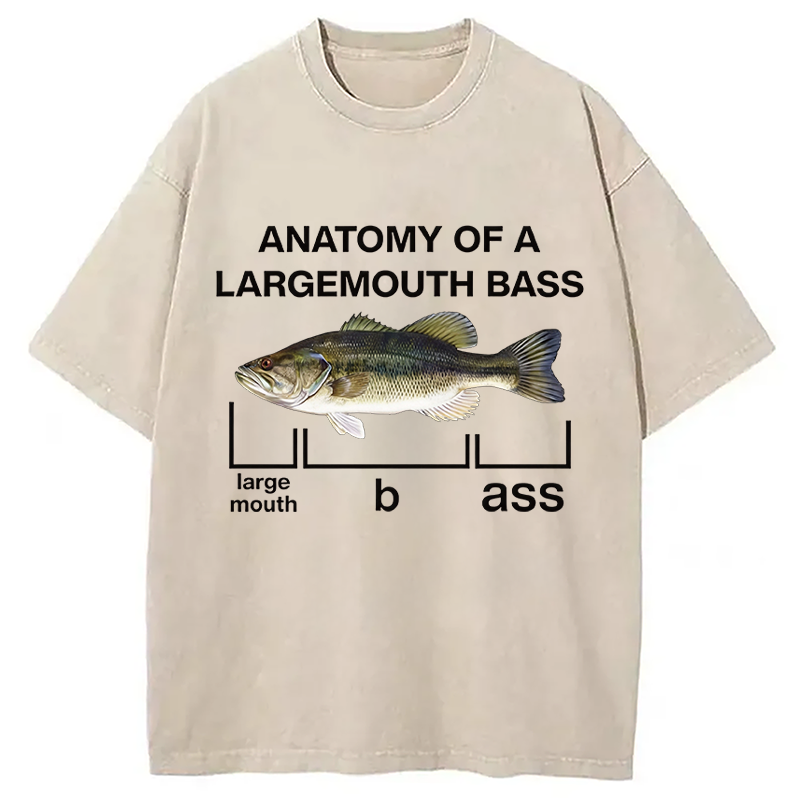 Modecanvas Anatomy Of A Large Mouth Bass Fish DTG Printing Washed T-Shirt