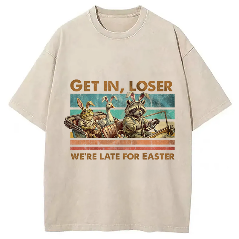 Modecanvas Funny Easter Animals Car DTG Printing Washed T-Shirt