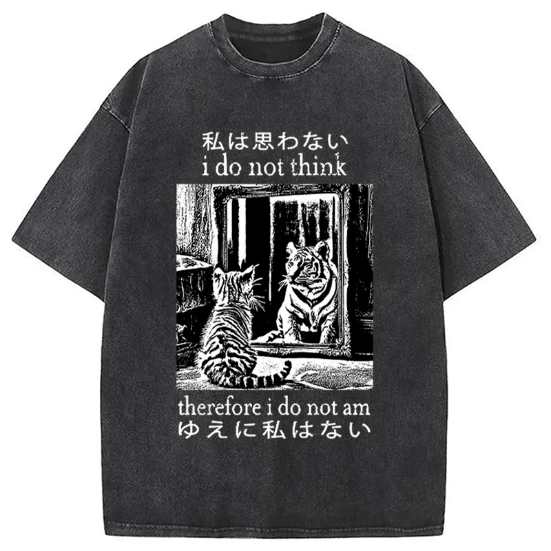 Modecanvas Thinking Cat Japanese Washed T-Shirt