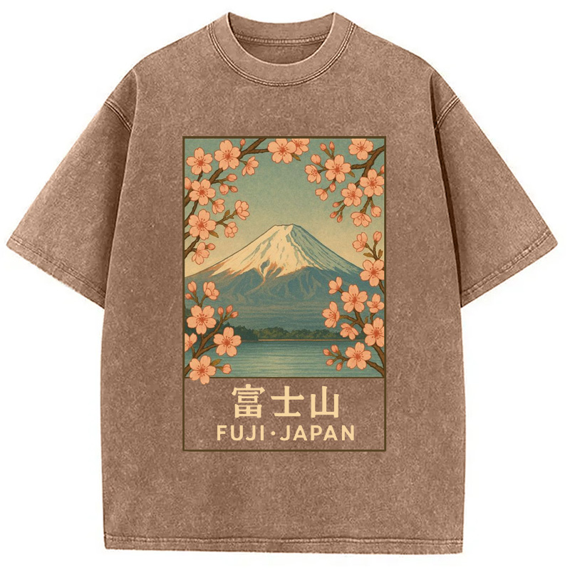 Modecanvas Sakura Fuji Japan Washed T-Shirt