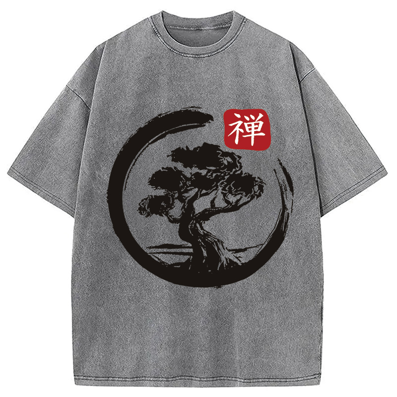Modecanvas Enso Circle Bonsai Washed T-Shirt
