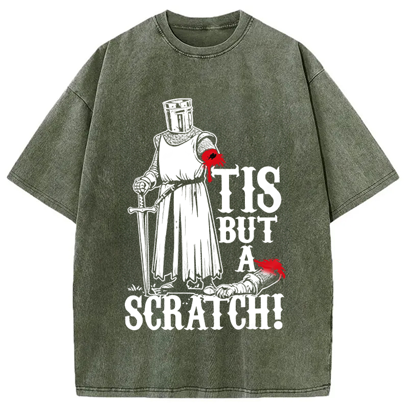 Modecanvas Tis but a Scratch Medieval Warrior Knight DTG Printing Washed T-Shirt