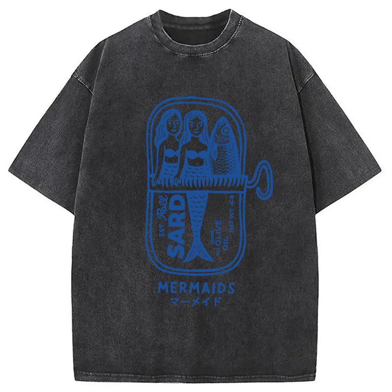 Modecanvas Mermaid Can Washed T-Shirt-modecanvas