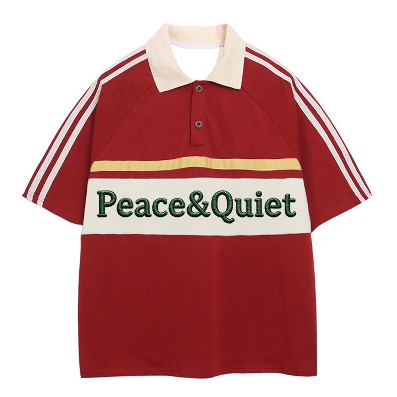 Modecanvas Peace & Quiet Polo Embroidered T-Shirt