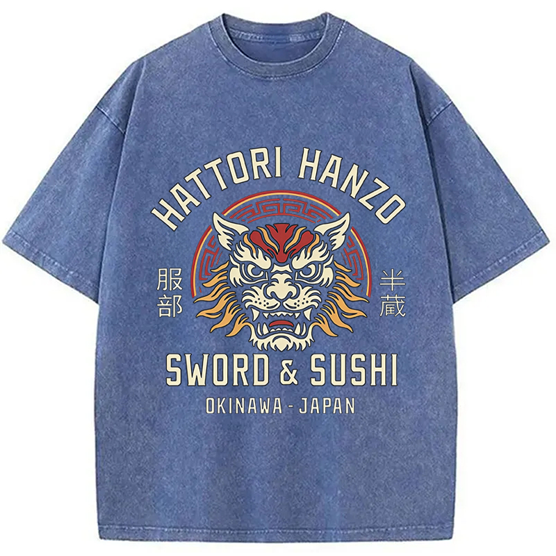 Modecanvas Hattori Lion DTG Printing Washed T-Shirt