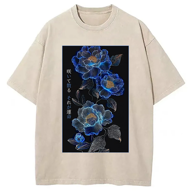 Modecanvas The Sea Of Flowers In The Darkness Washed T-Shirt