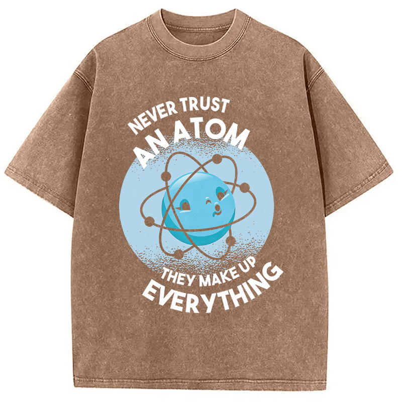 Modecanvas Funny Atom 100% Ring Spin DTG Printing Washed T-Shirt