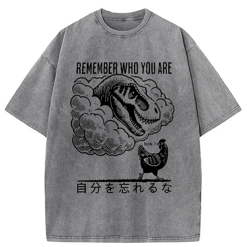 Modecanvas Don'T Forget Who You Are Washed T-Shirt-modecanvas