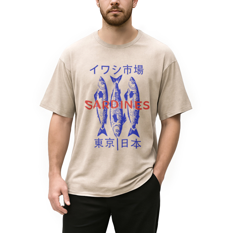 Modecanvas Japan Sardines Market Washed T-Shirt
