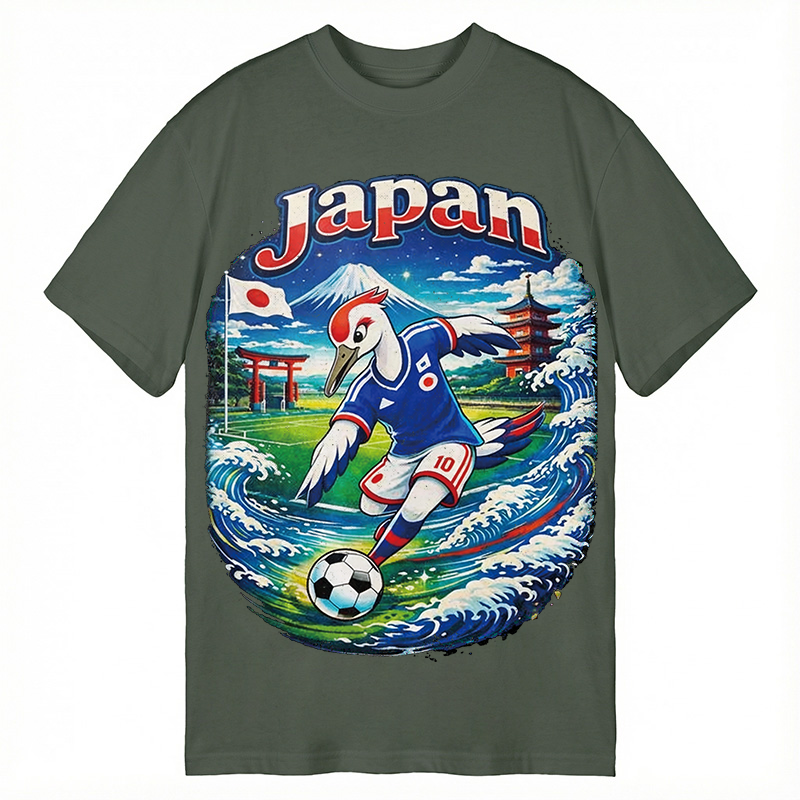 Modecanvas Japan Crane Soccer DTG Printing Classic T-Shirt-modecanvas