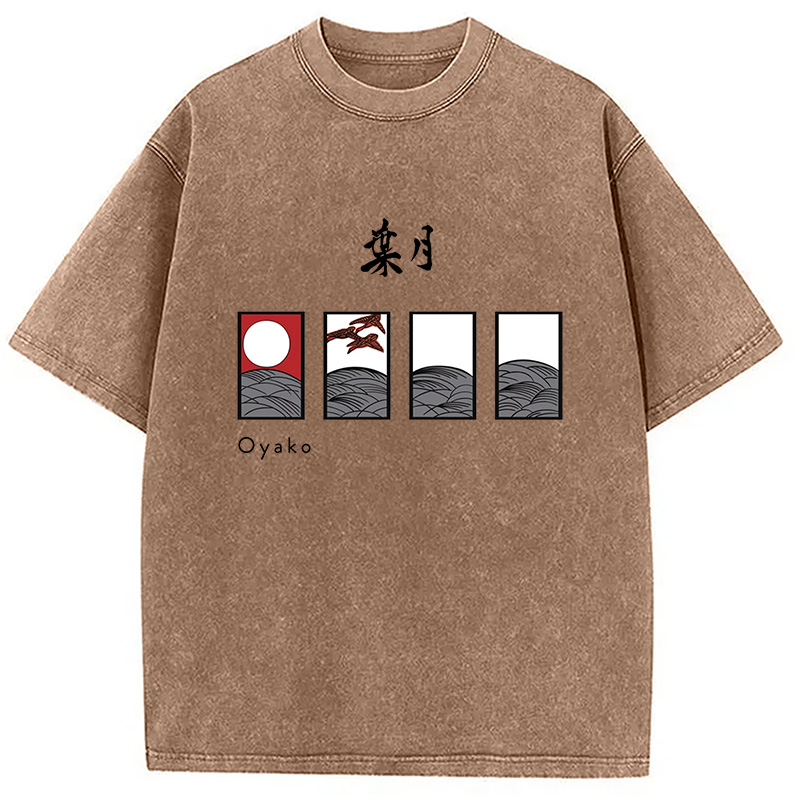 Modecanvas Hanafuda August Suite Japanese Washed T-Shirt