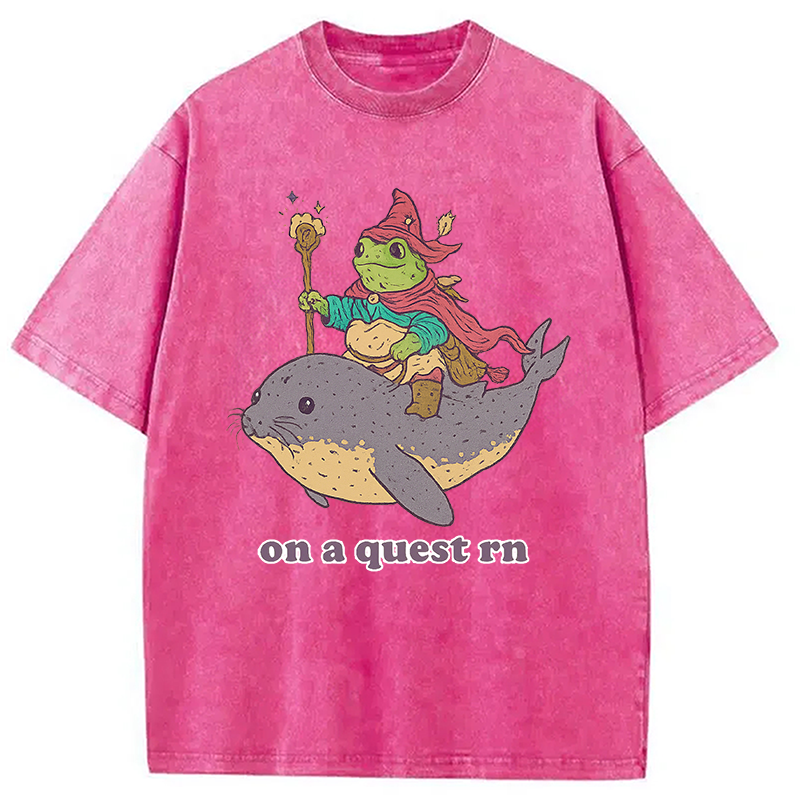 Modecanvas On a Quest Right Now Washed T-Shirt