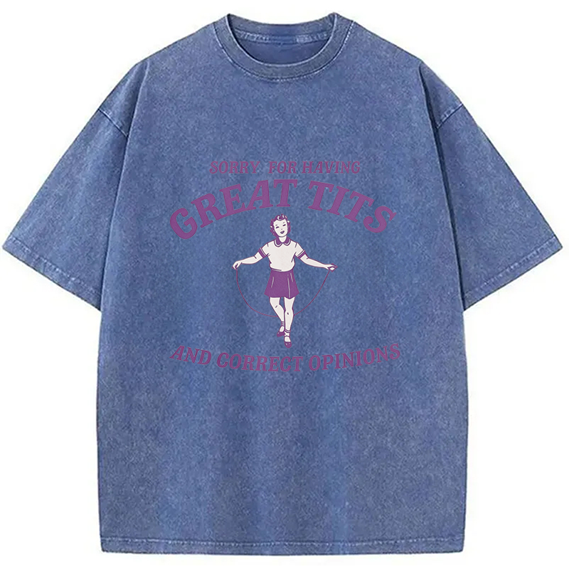 Modecanvas Sorry For Having Great Tits Washed T-Shirt