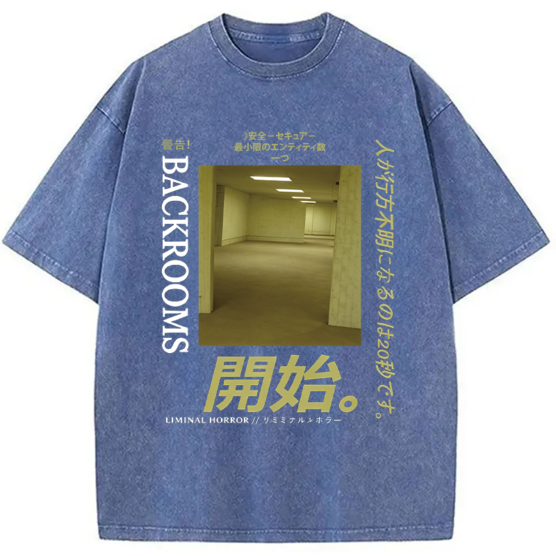 Modecanvas Backrooms Level 0 DTG Printing Washed T-Shirt-modecanvas